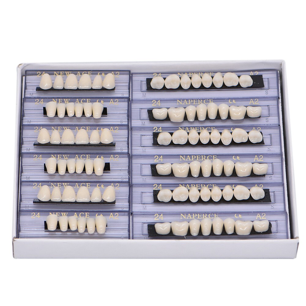 168Pcs/Box Acrylic Resin Denture #24 Dental Upper Lower Shade A2 Teeth Set USA