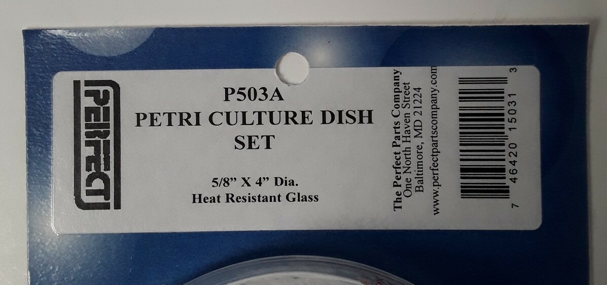 PERFECT Brand Petri Culture Dish Set Heat Resistant Glass 5/8″ × 4″ New P503A