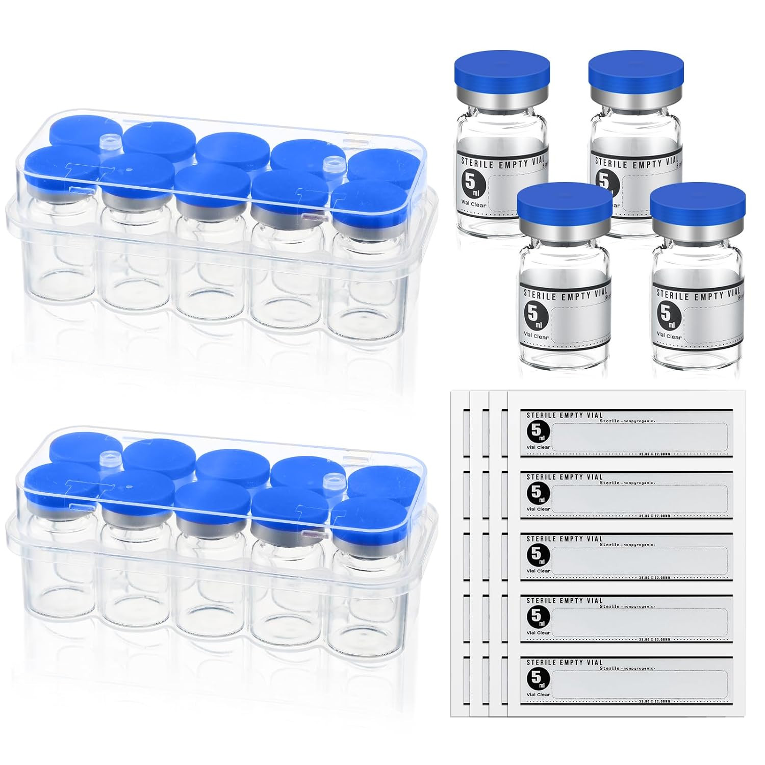 20 Pcs 5Ml Sealed Sterile Empty Vials with Self Healing Injection Port