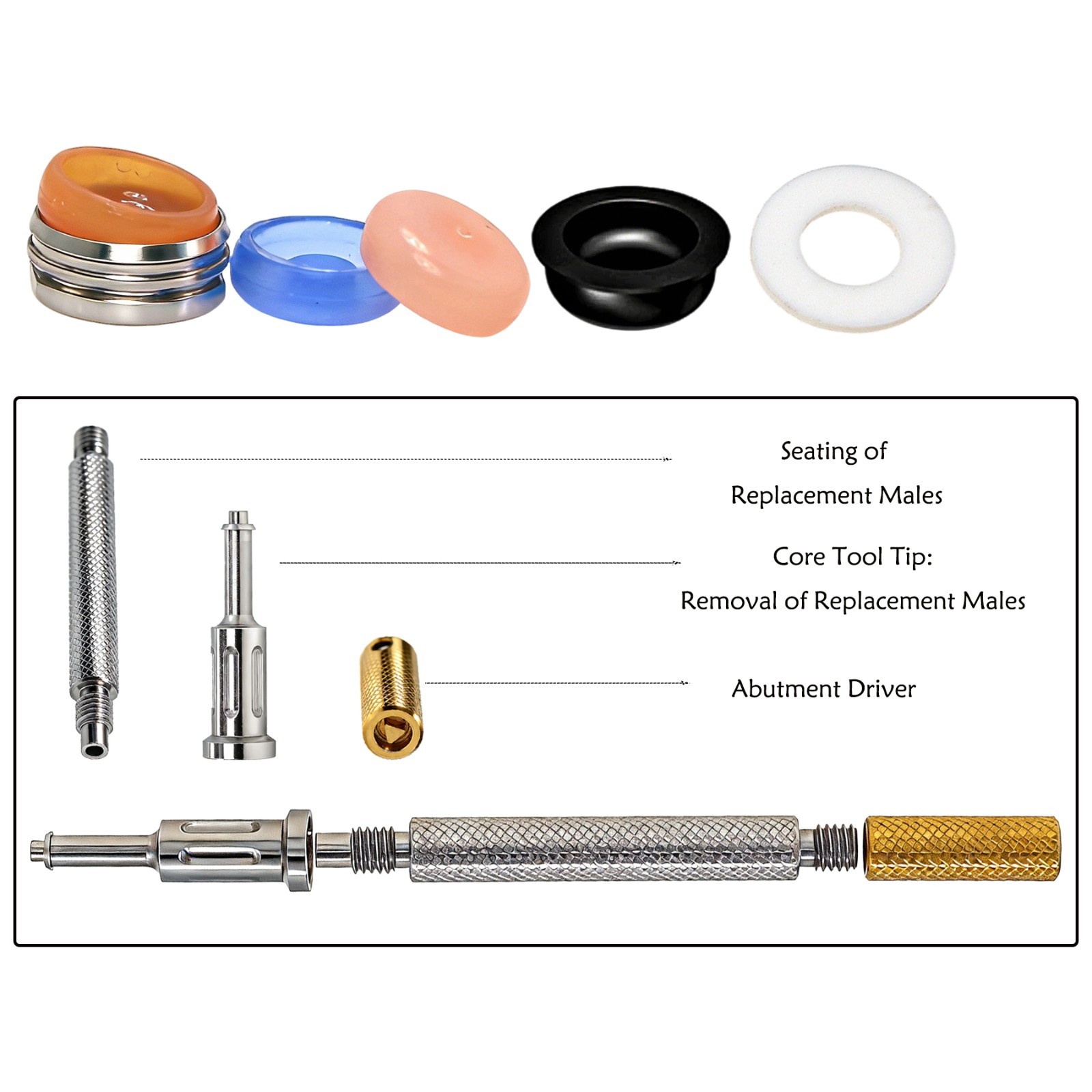 US Universal Dental Retention Caps Insertion Extraction Remove Locator Core Tool
