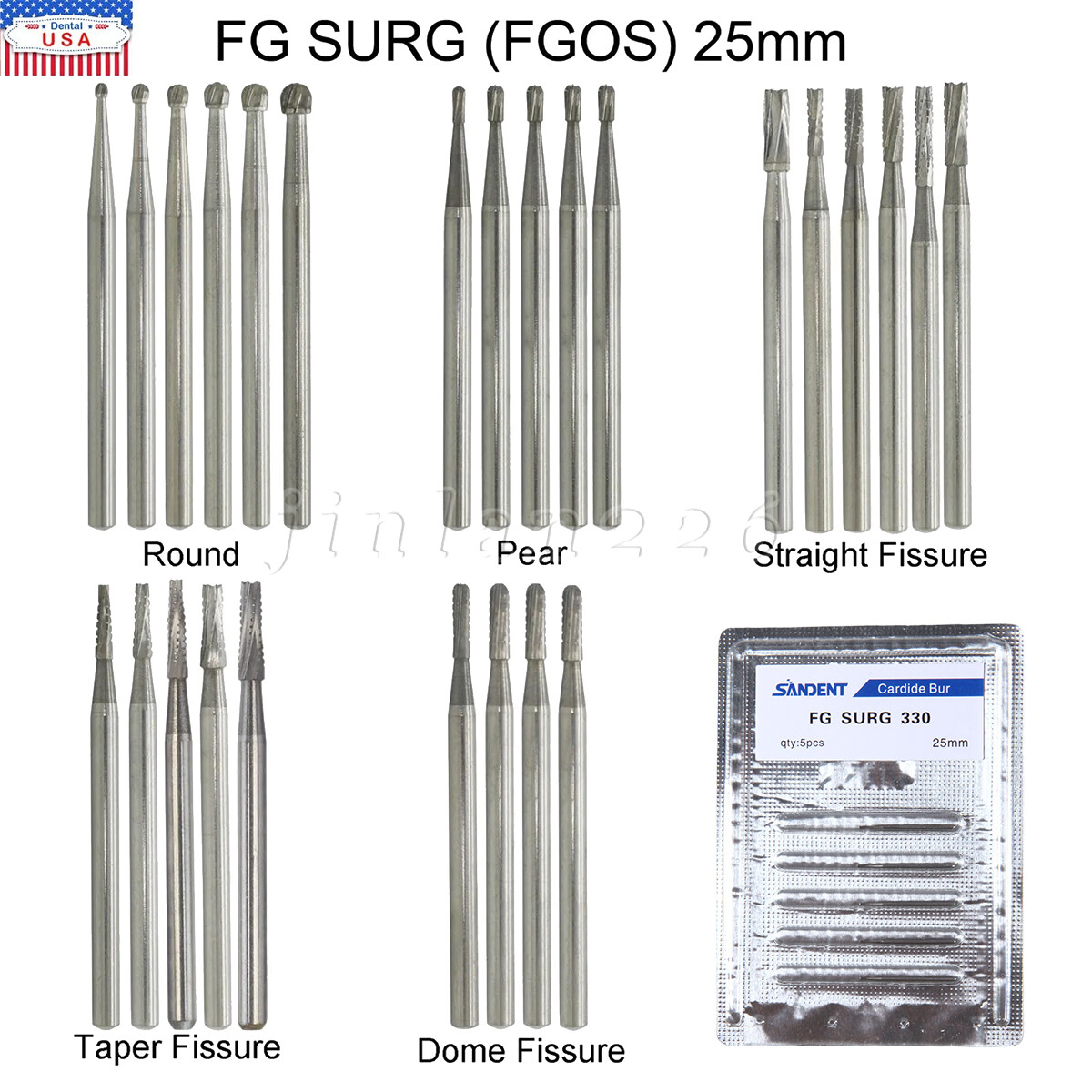 Dental Surgical Length Bur Round Long 4 557 330 25mm Carbide For High Speed