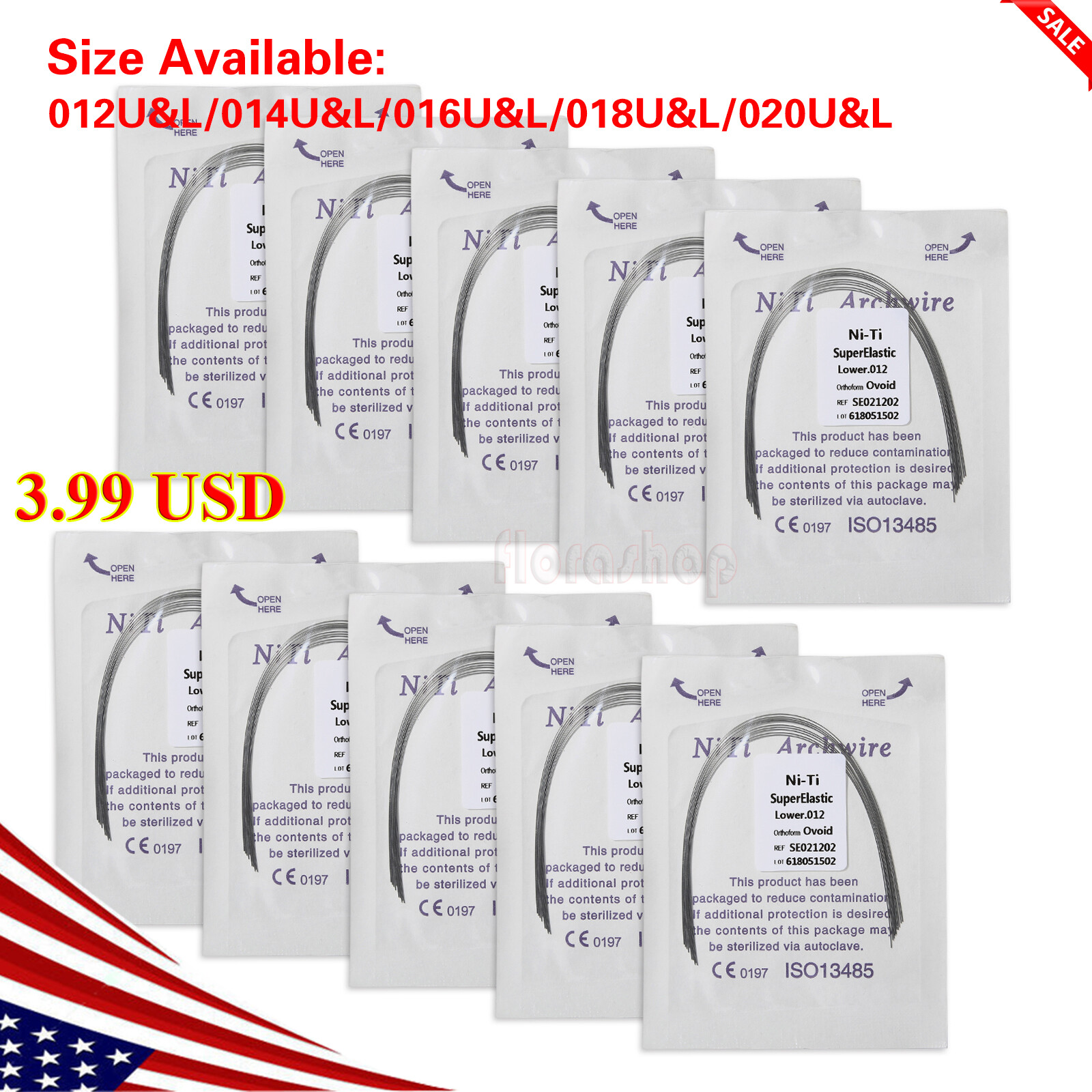 Dental Orthos Super Elastic Niti Arch Wire Round Ovoid Form Archwire All size US