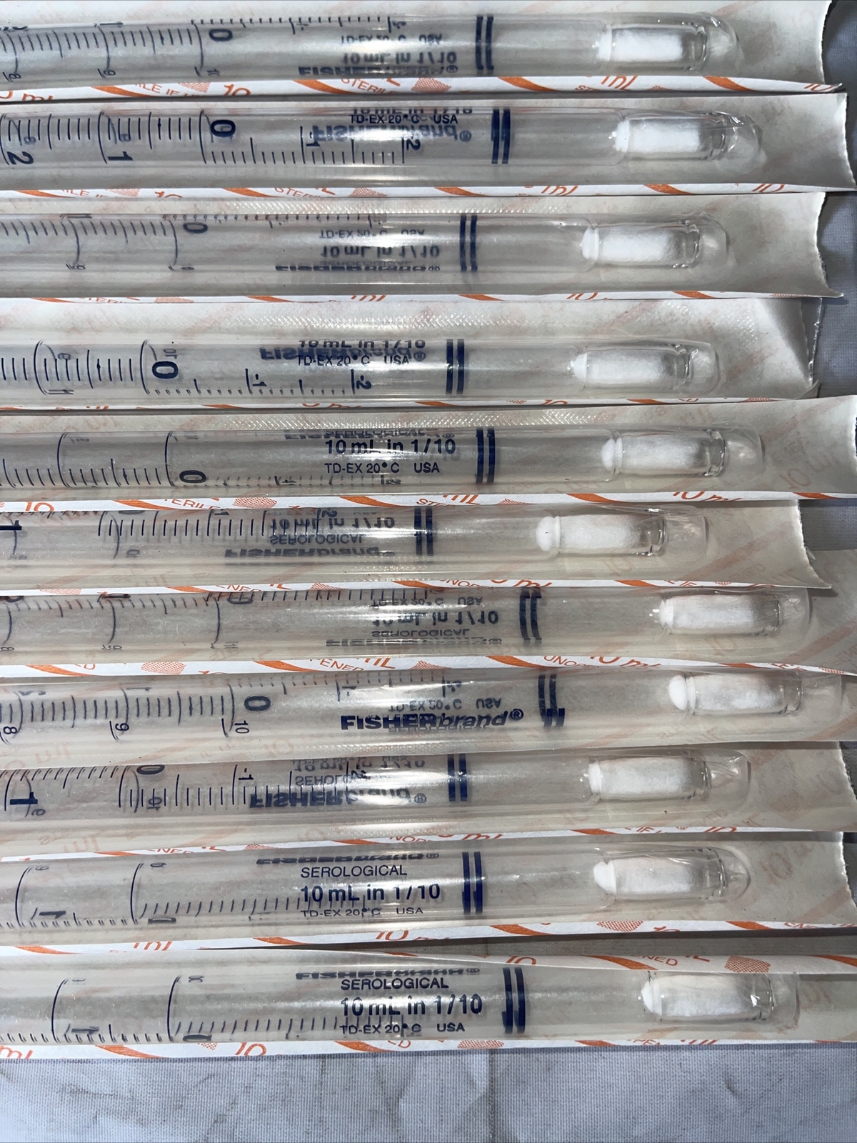 LOT of 40 NEW 10mL 1/10mL Serological Pipets FISHERBRAND