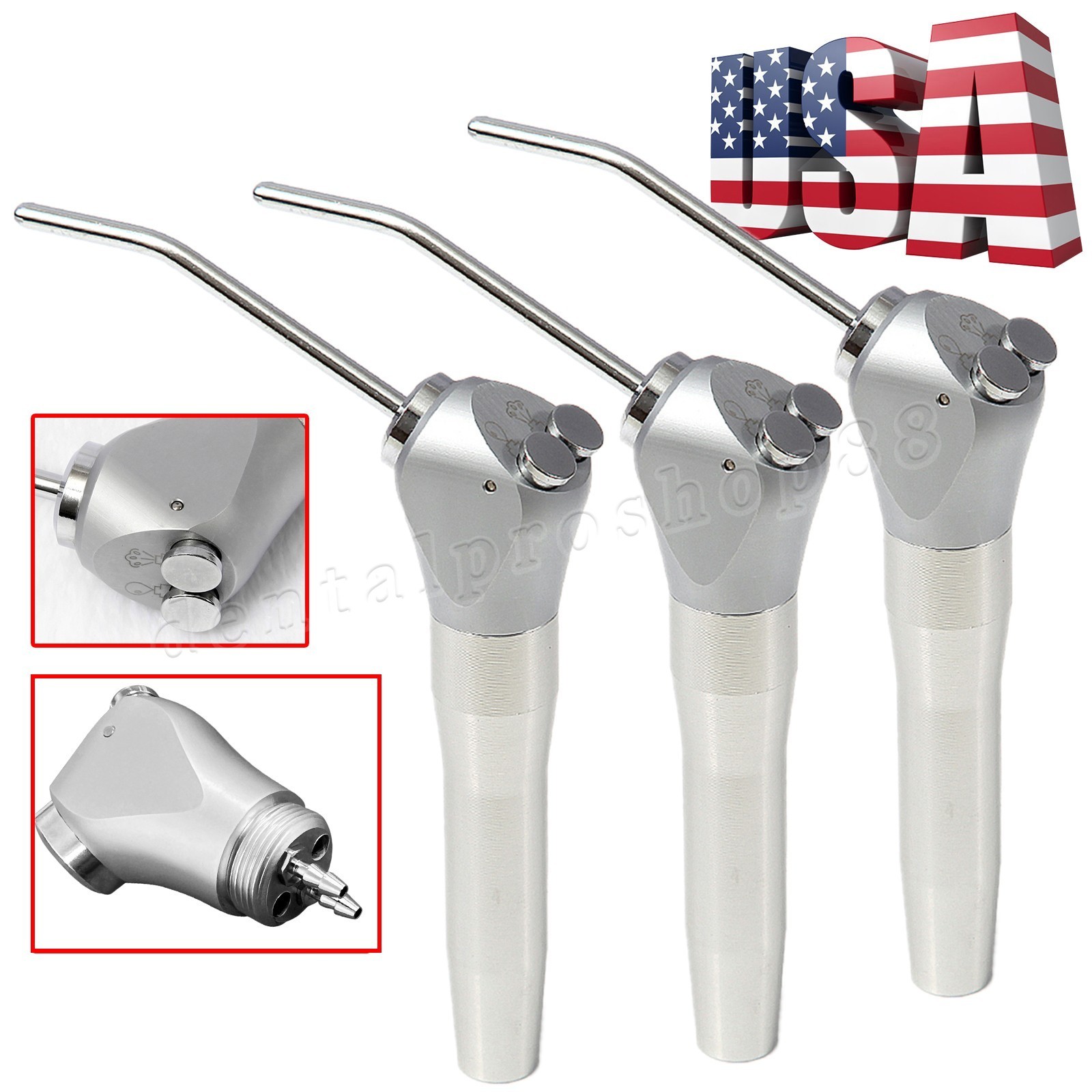 Dental 3 Way Air Water Syringe Triple Spray Handpiece with 2 Nozzles Tips Tubes