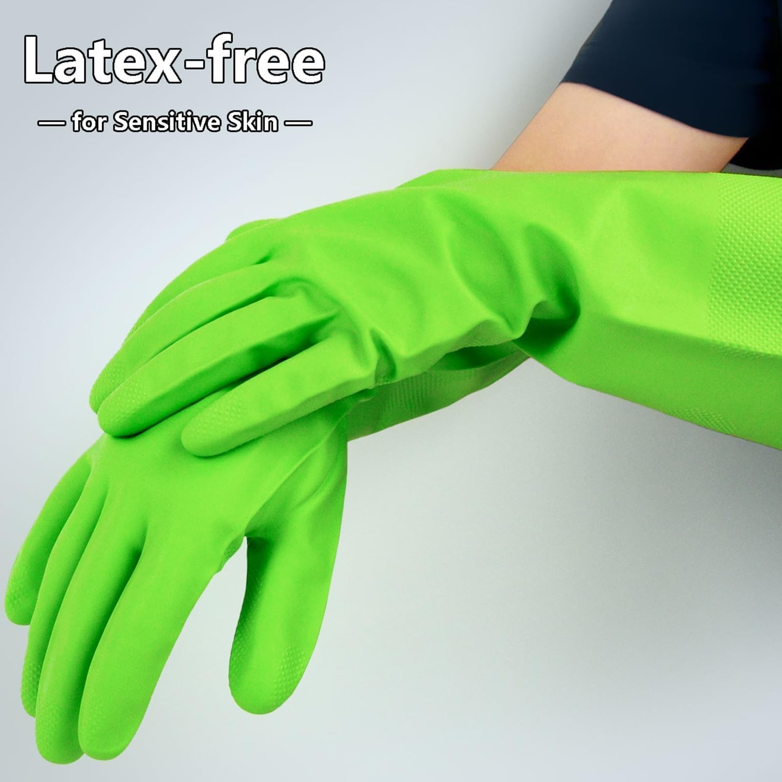 Cleanbear Reusable Nitrile Cleaning Gloves, 3 Pairs, 12 In, Latex Free