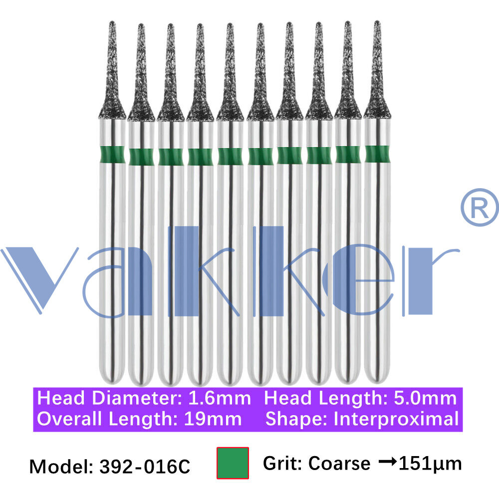 10pc Vakker Dental Diamond Burs FG Interproximal/ Gross Reduction for High Speed