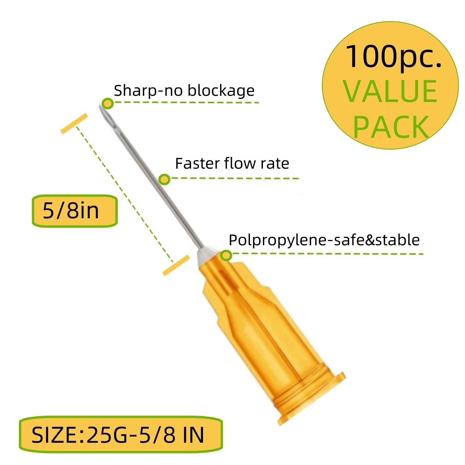 100 Pack 25 Gauge 5/8 Inch Sterile Disposable Syringes – Lab Supplies