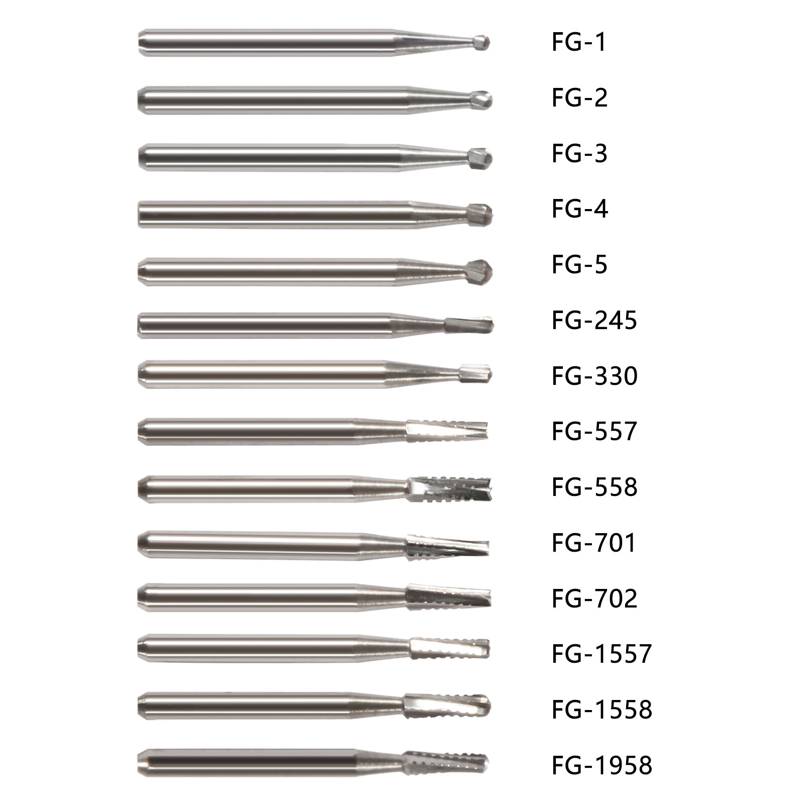Dental Carbide Burs FG1/2/3/4/5/6/7/8 Round for High Speed Handpiece 10 -100Pcs