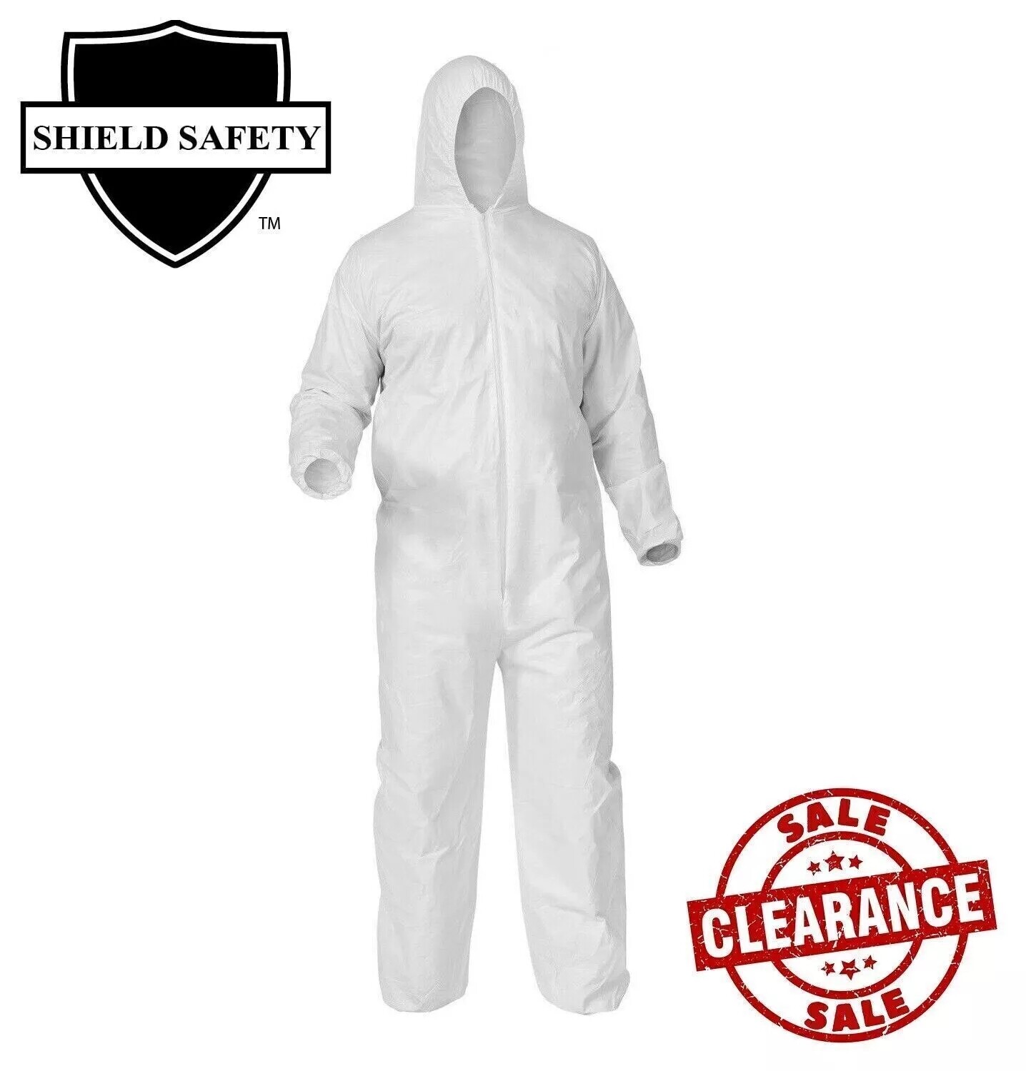 25-50 Disposable Polypropylene Coveralls w/Hood and Boot Elastic Wrists/Ankles