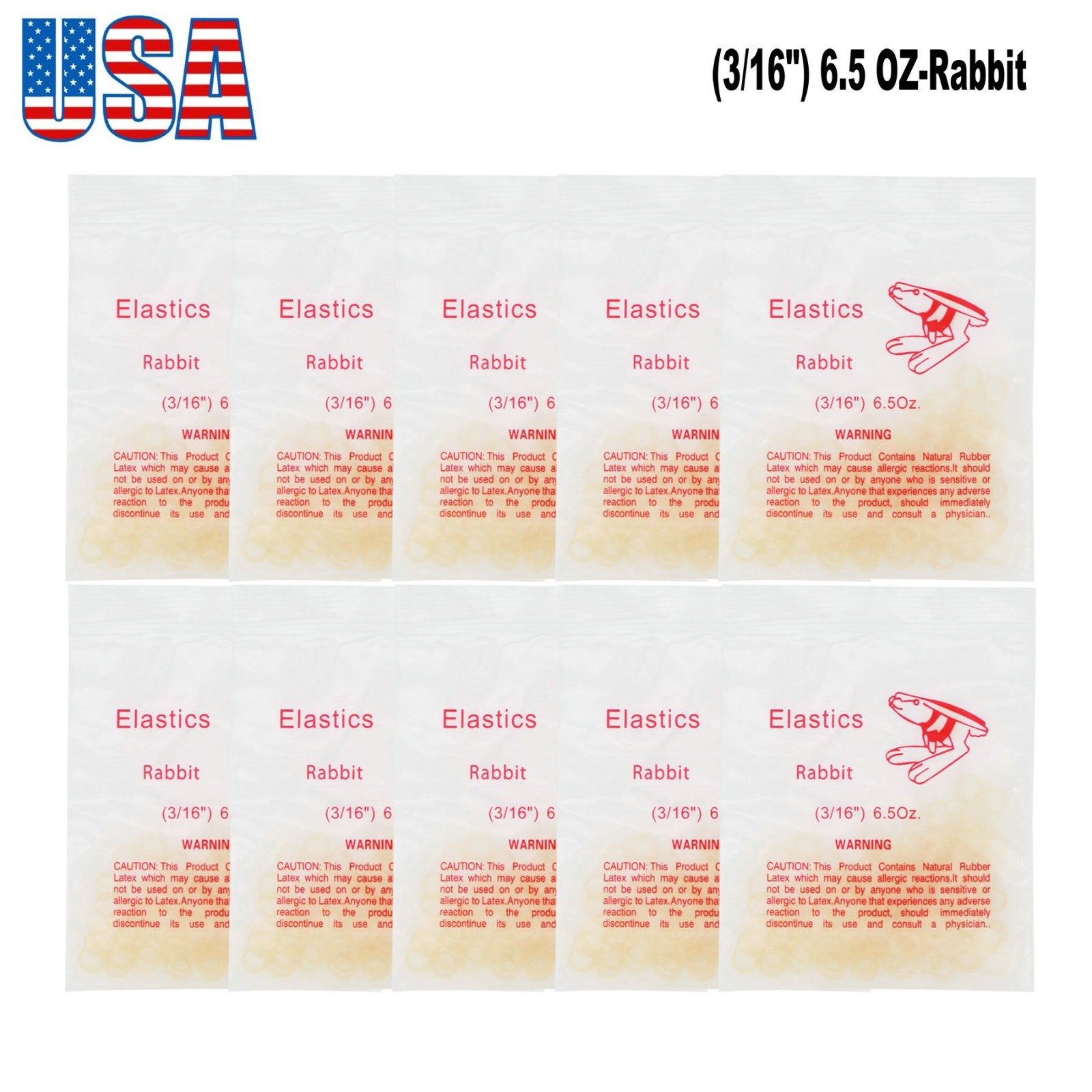 US Orthodontics Dental Elastics Rubber Bands 1/4″,1/8″,3/8″,3/16″,5/16″ 6.5 OZ