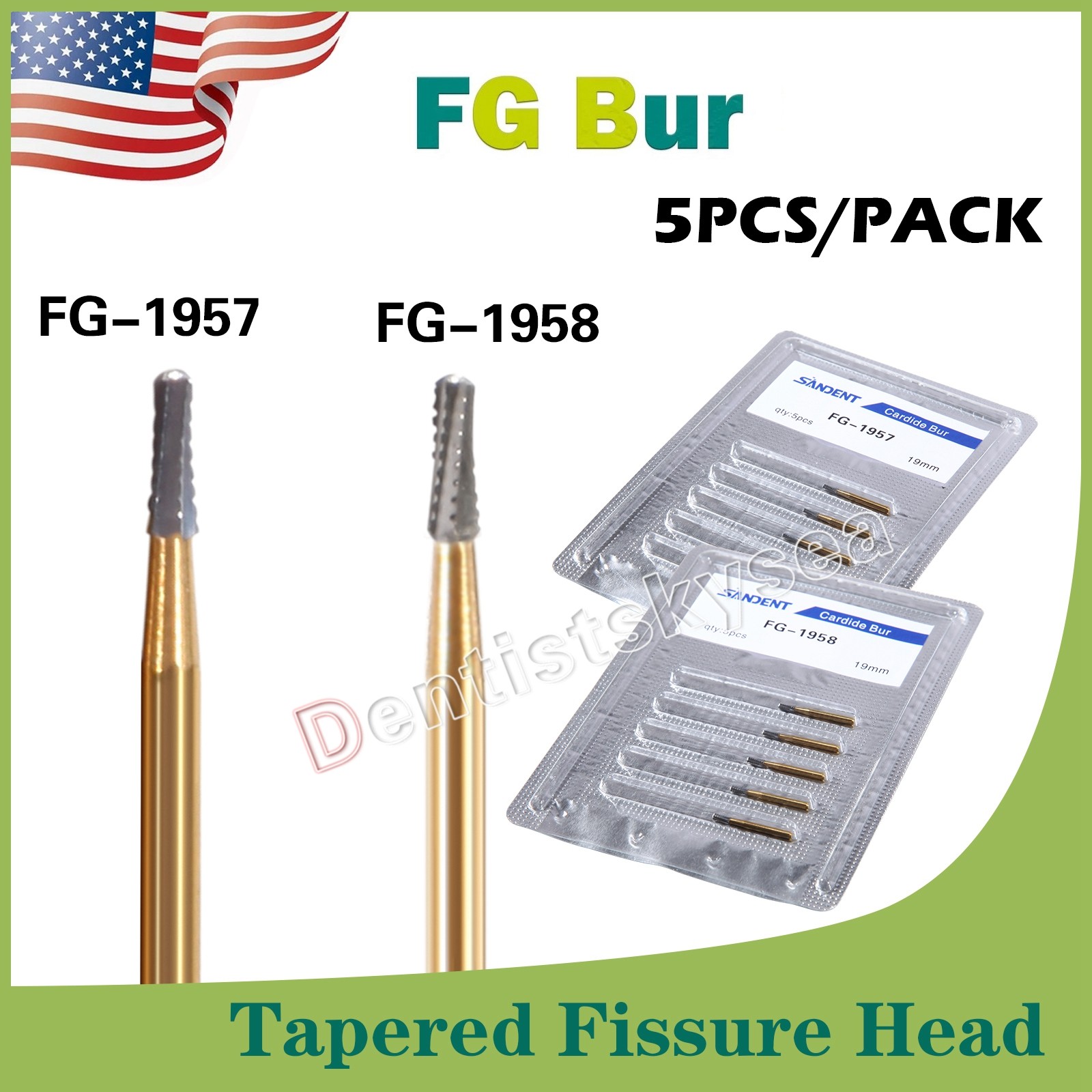FG-1957/FG-1958 High Speed Dental Tungsten Steel Carbide Crown Metal Cutting Bur