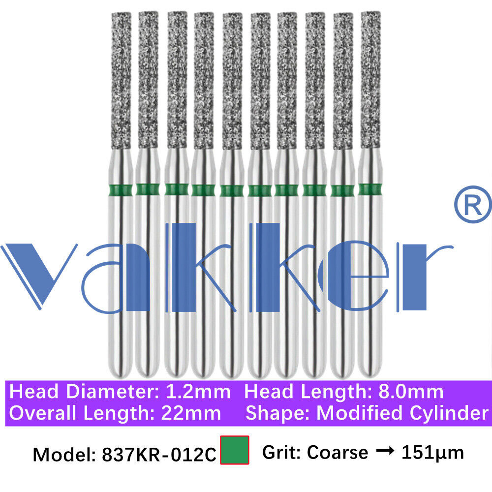 10pc Diamond Burs Shape Flat & Round End Modified Cylinder Fine Medium Coarse