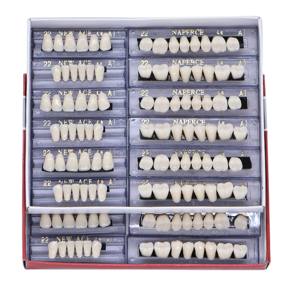 168Pcs Acrylic Resin Denture #22 Dental Upper Lower Shade A1 Teeth Set HOT #22A1