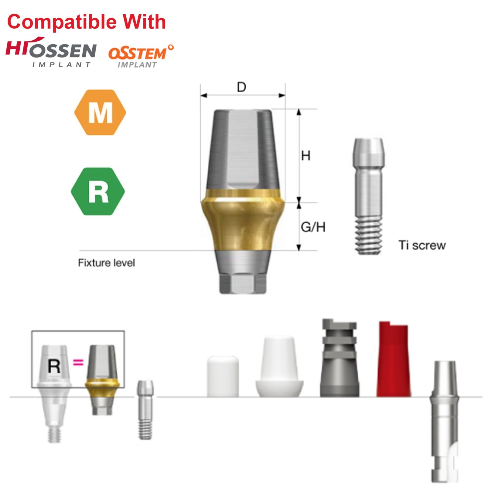 US Dental Mini/Regular Straight Transfer Hex Abutment – Fit Hiossen ET/Osstem TS