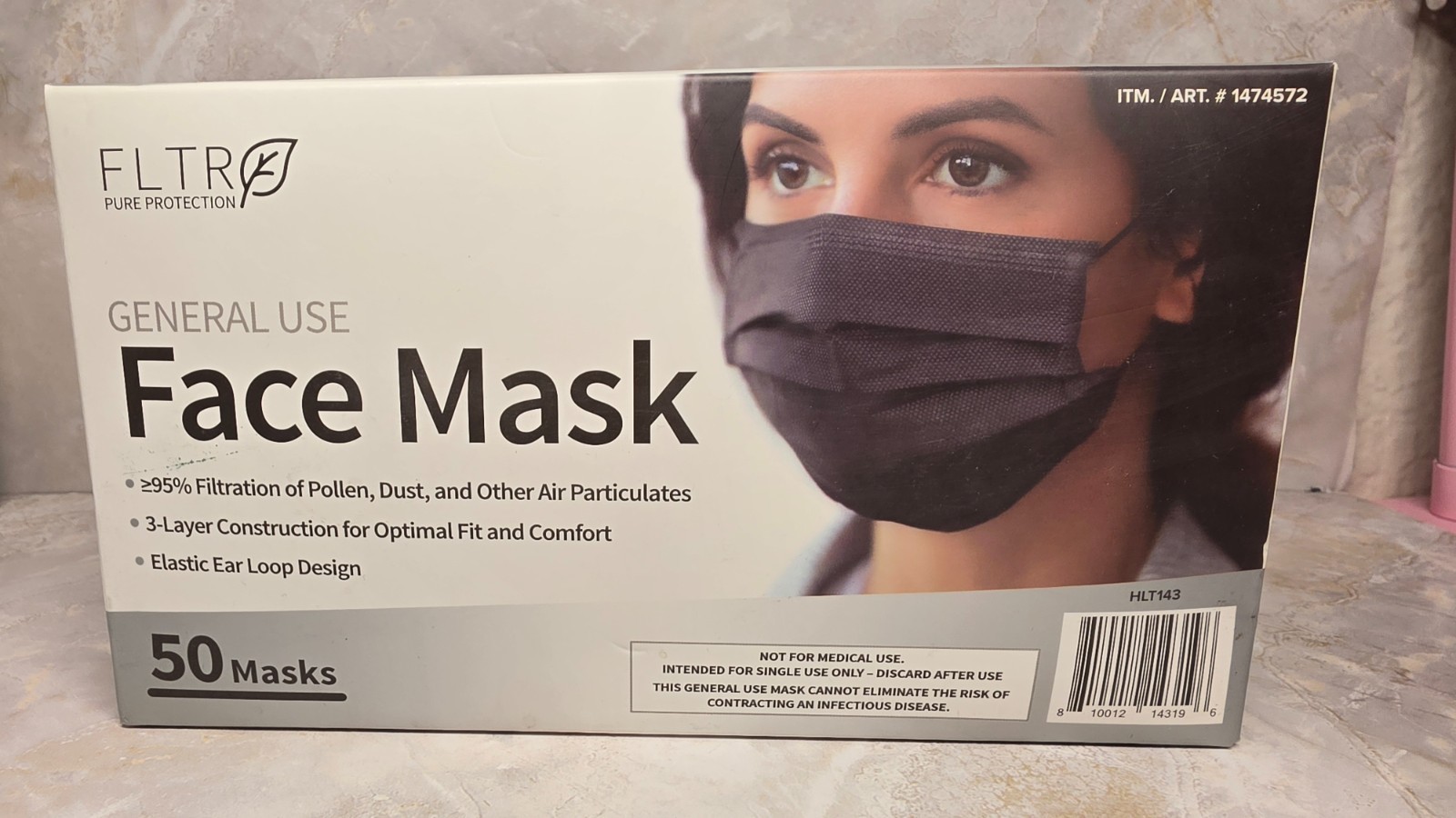 FLTR General Use Black Face Masks 50 Pack Sealed