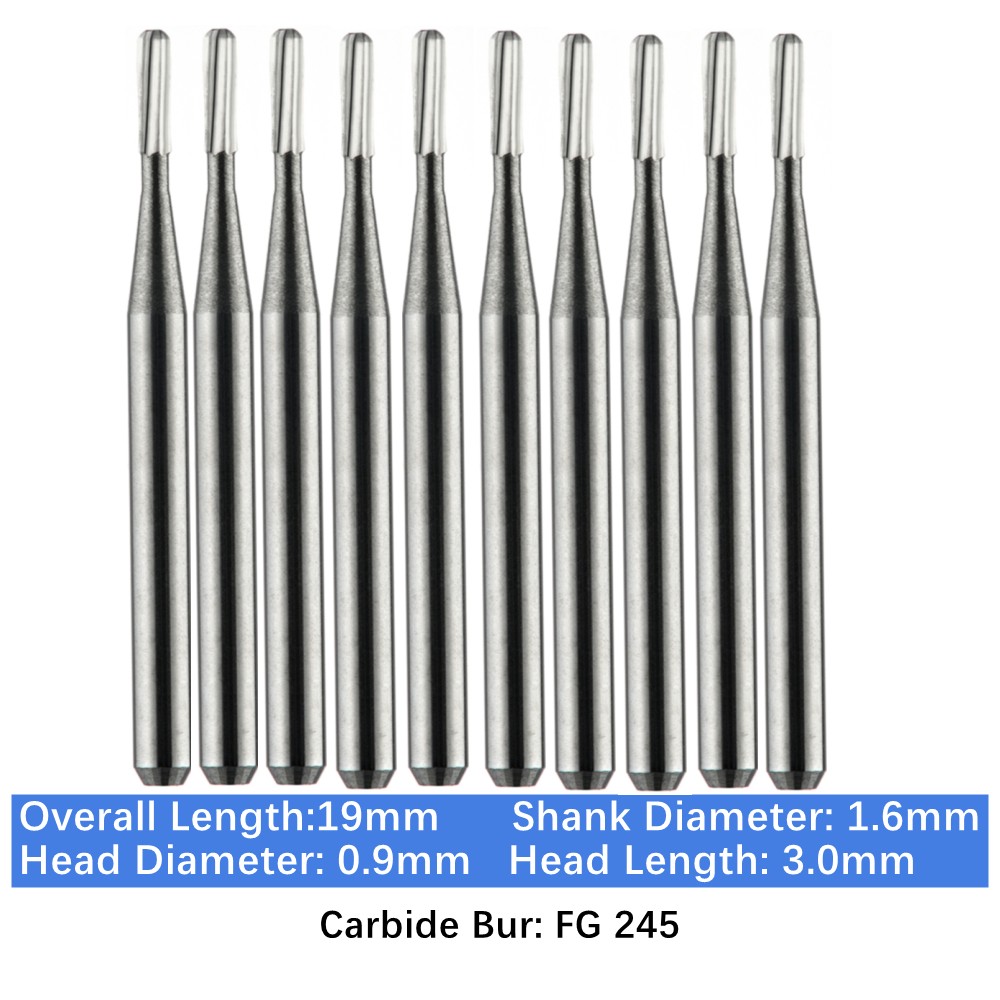 10-100pcs FG245 Dental Carbide Burs High Speed Pear Friction Grip Drill Bits