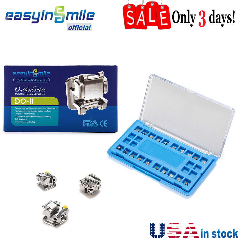 Dental Ortho Self-Ligating Metal Brackets Braces Roth/MBT 0.022 Slot 345 Hooks