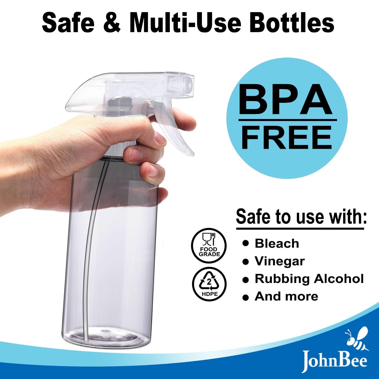 Spray Bottles 16.9oz/2Pack – Premium Adjustable 16oz/2Pack, Clear