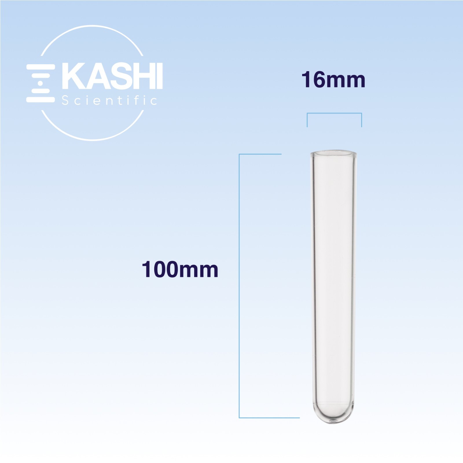Kashi Scientific 16x100mm Tubes, Polypropylene / Polystyrene, U- Bottom, 200/Bag