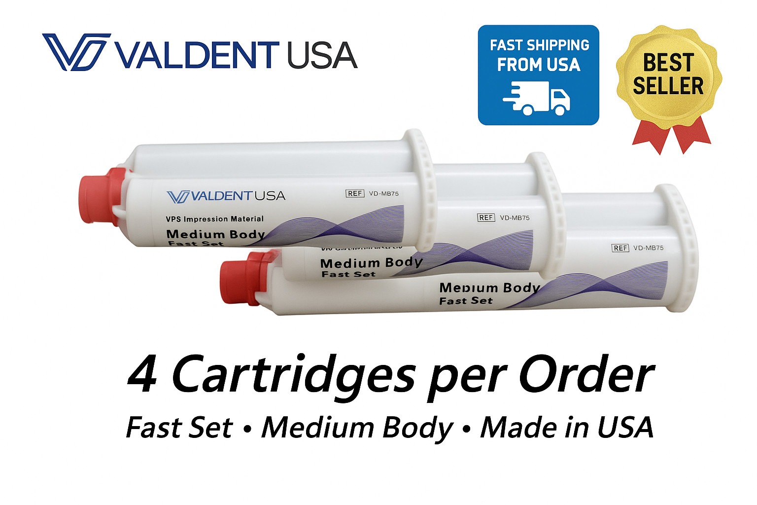 VALDENT Medium Body Fast. set Impression material VPS 4×50 mL Free Shipping