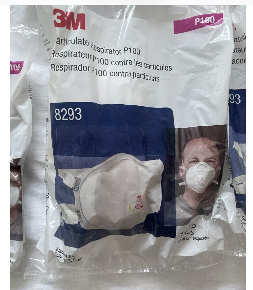 Genuine 3M 8293 P100 Disposable Particulate Respirator Adjustable Face Mask
