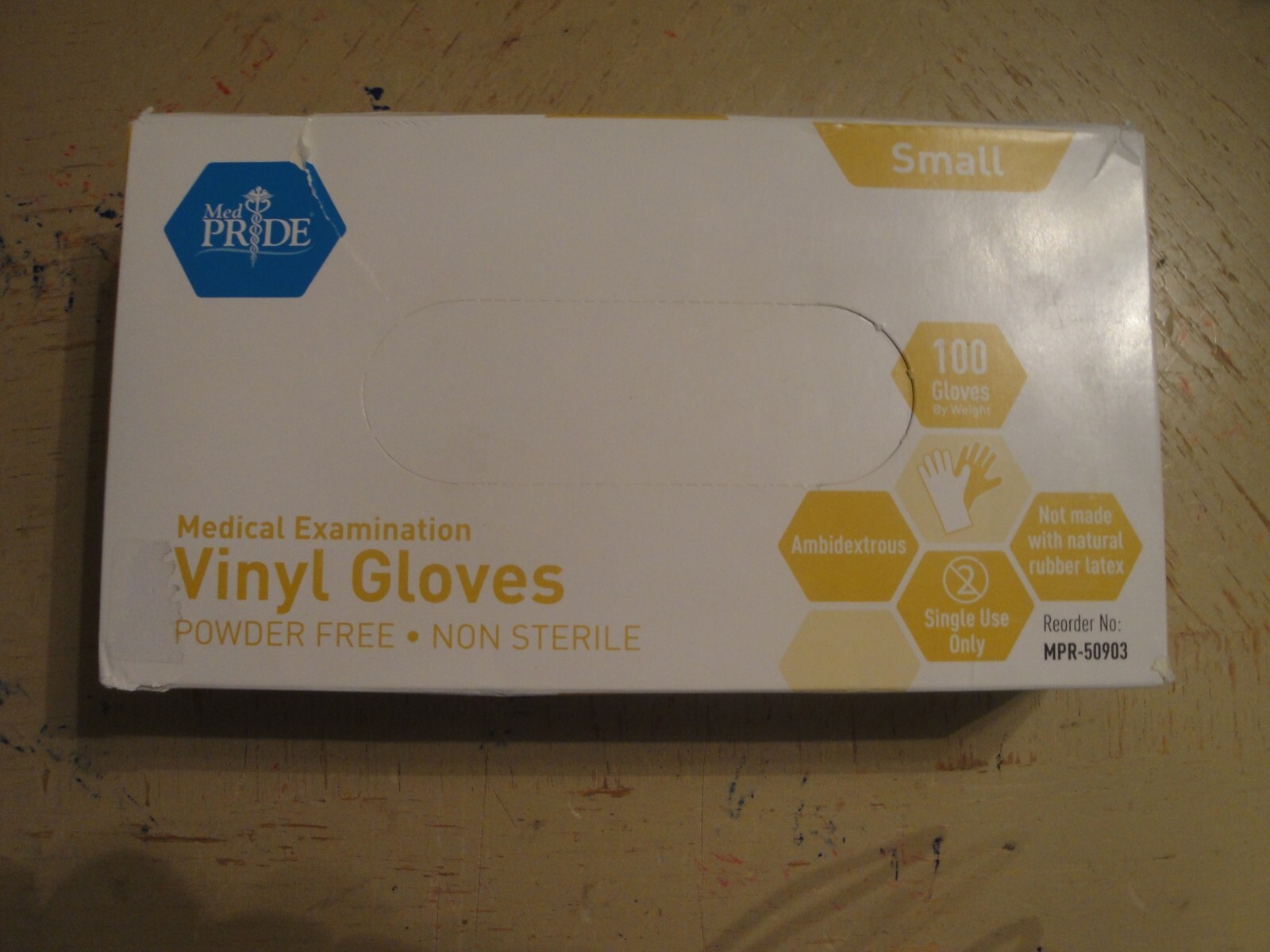 Medpride Medical Vinyl Examination Gloves Latex Free Rubber Small 100 #F49