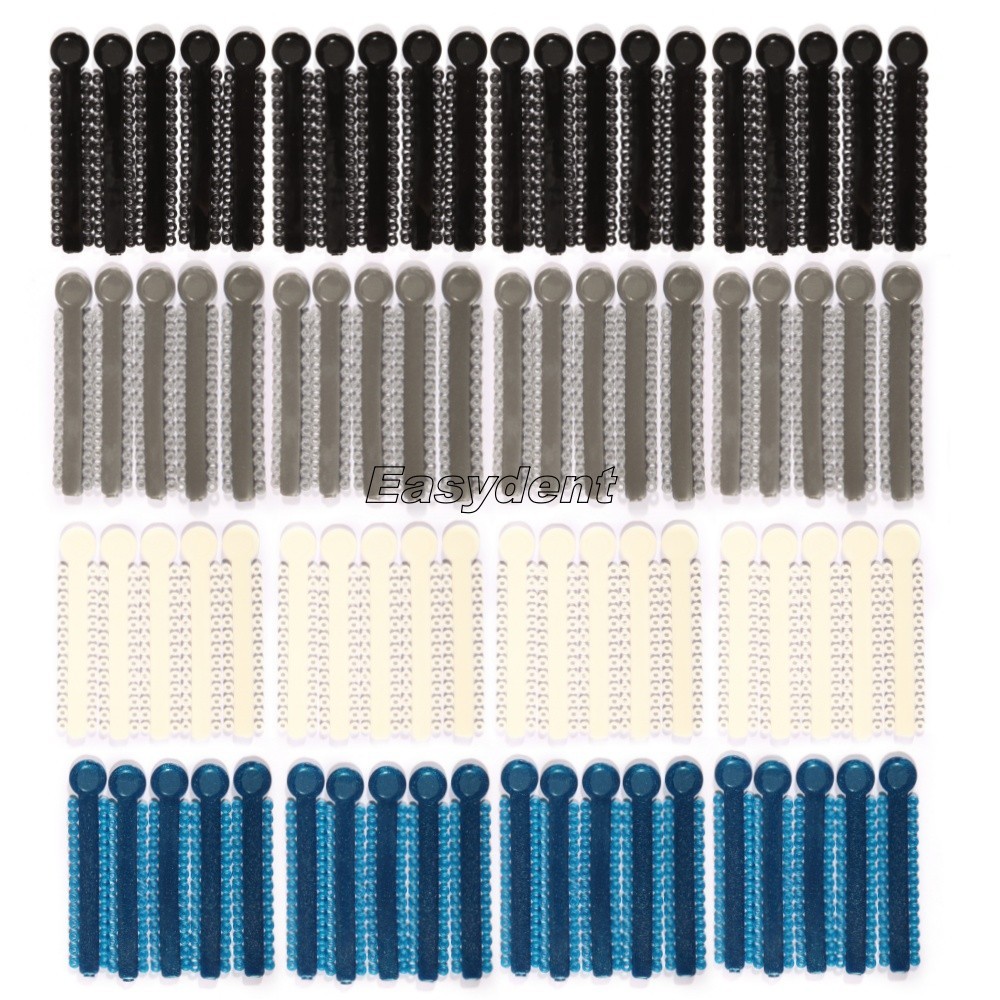 1040 Dental Orthodontic Ligature Ties Elastic Rubber Band Black/Rainbow Colors