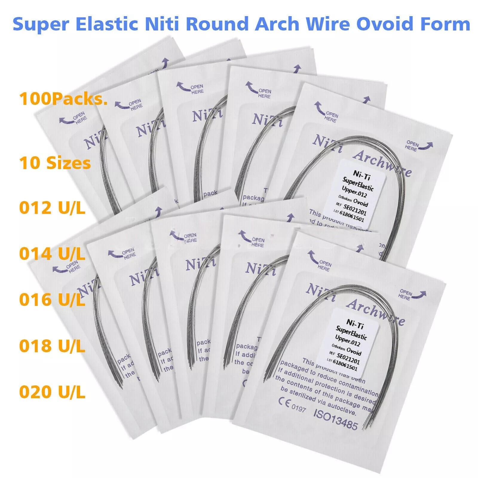 1-200 Packs dental orthodontic super elastic niti round arch wire upper/lower DL