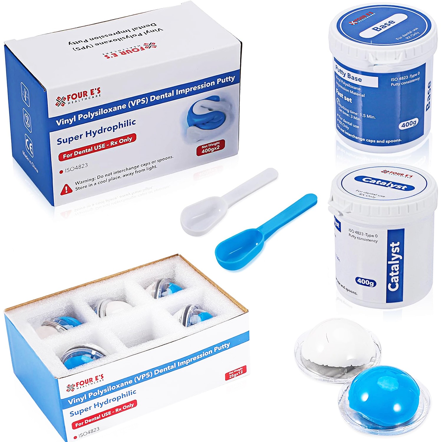 Dental Putty Fast Set VPS Dental Impression Material (400g Base & 400g Catalyst)