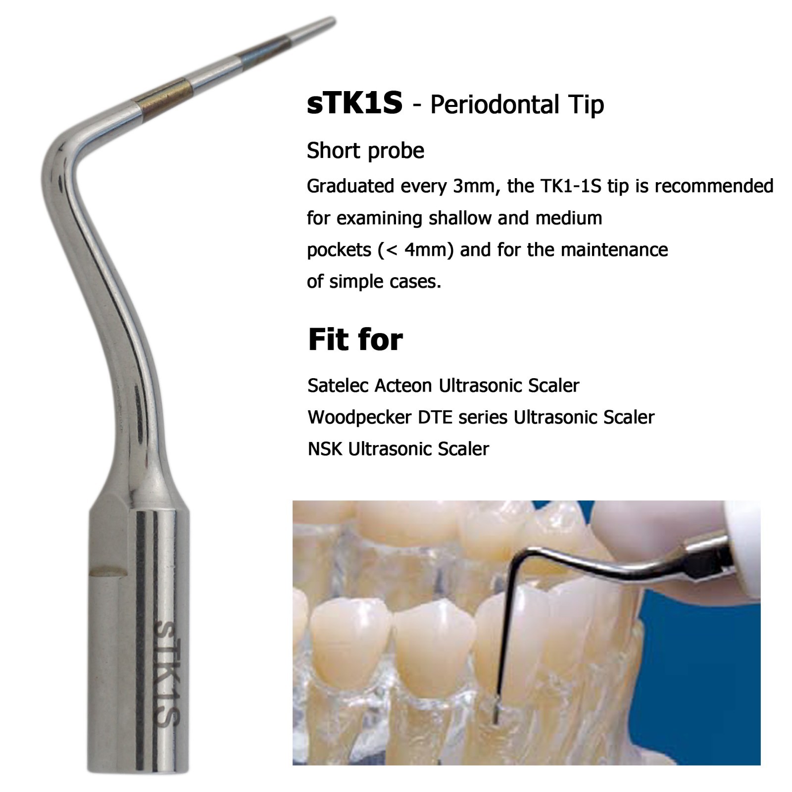 Dental Satelec ACTEON Suprasson P5 Piezo Handpiece Ultrasonic Scaler Tips H3 1S