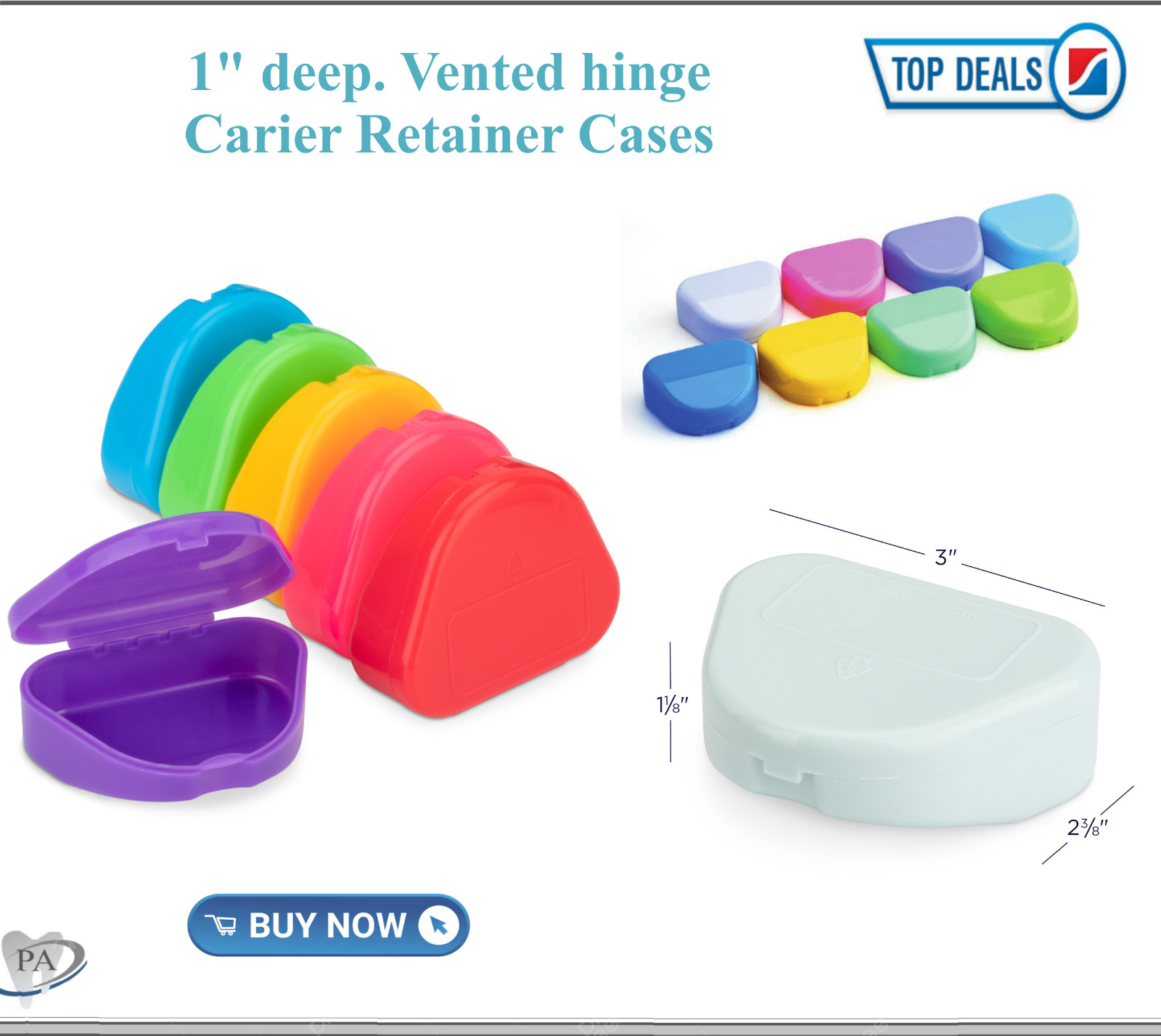Dental Ortho Retainer Case Denture Storage Box Mouthguard Container, 1″Deep 10Pk