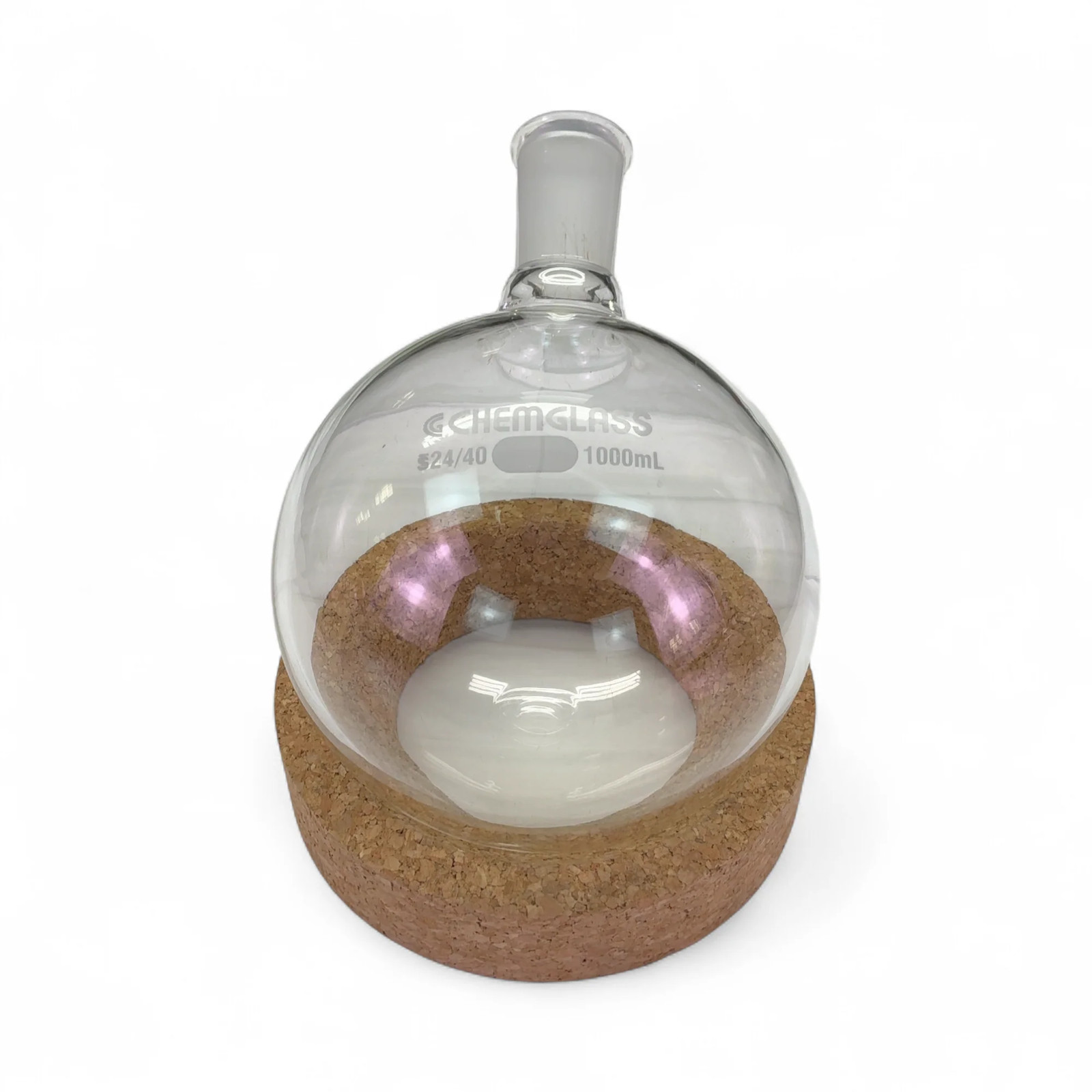 Lot of 2x Chemglass 1000mL Single Neck Round Bottom Flasks 24/40 CG-1506-23