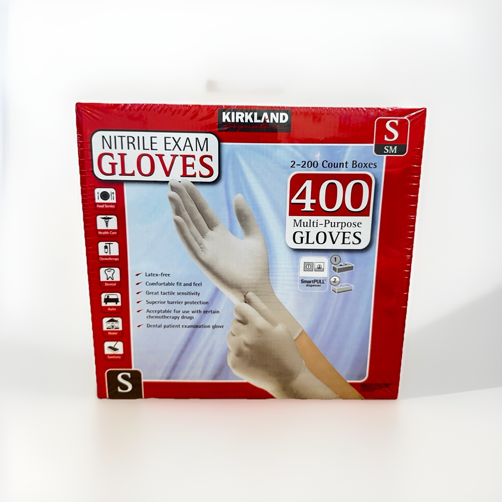 (400) Kirkland Latex Free Nitrile Exam Gloves Size Small 2 Packs Of 200