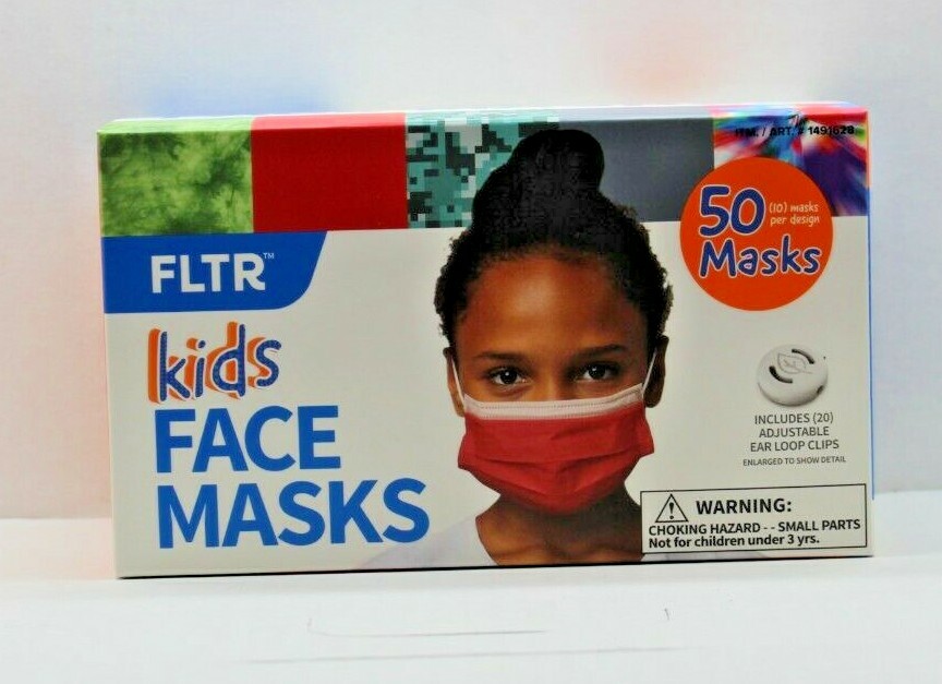 FLTR Kids General Use FACE MASKS 50 Masks ** 20 Adjustable Ear Clip **