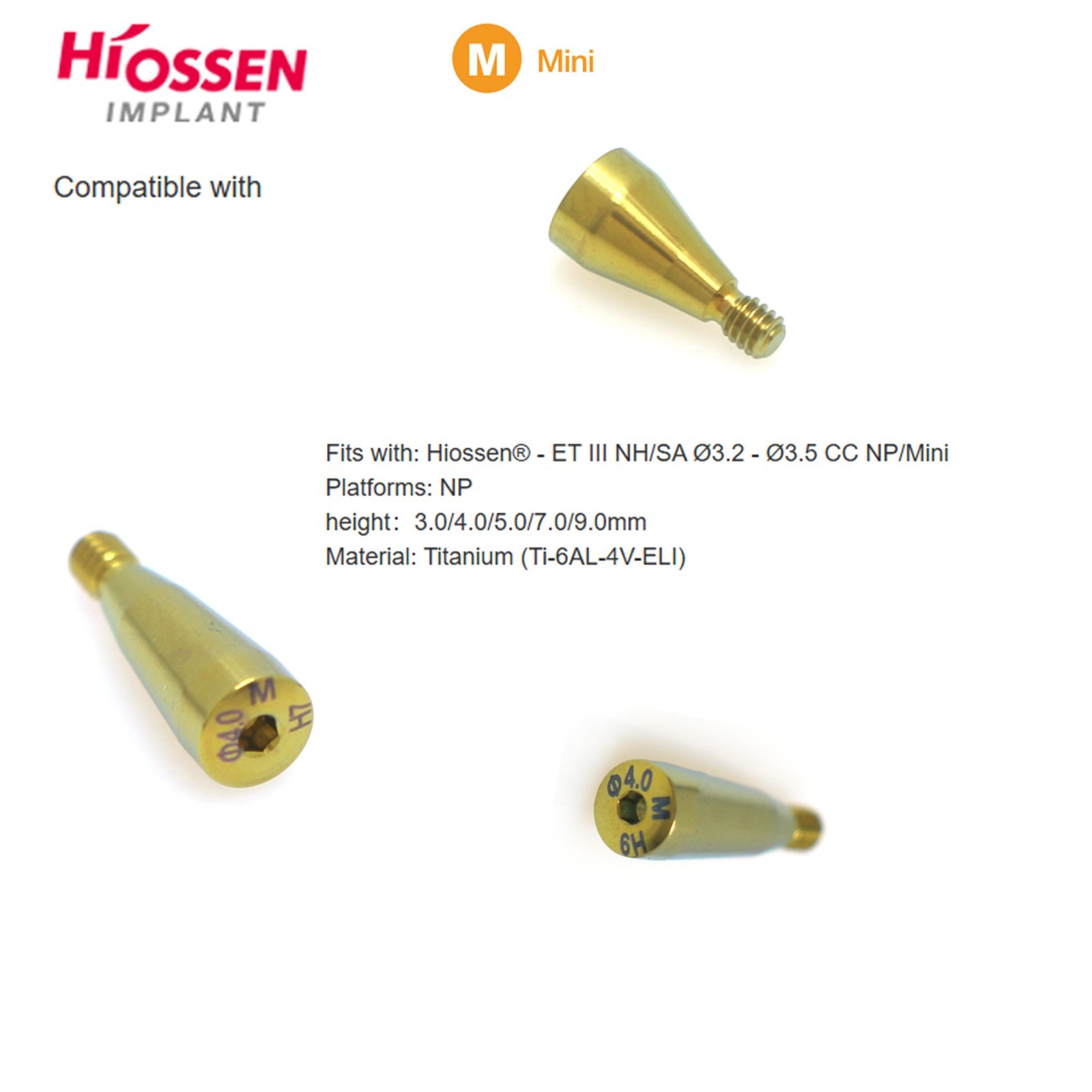 US Dental Healing Abutment Cap Ti For Hiossen ET/Oss TS Mini Regular Cover Screw