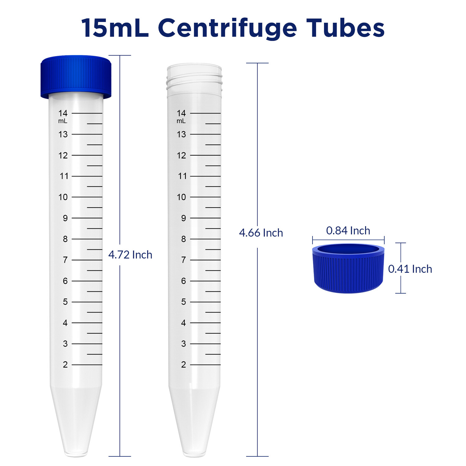 50-1000pcs 15ml Centrifuge Tubes Conical Bottom Screw Caps Polypropylene Sterile