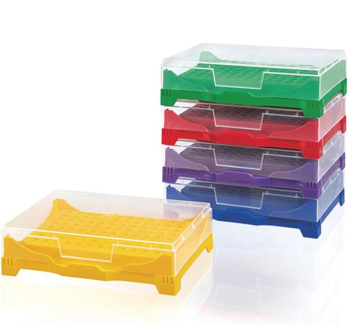 (5 Pcs) BRANDTECH 781362 PP PCR Multi-Colored Stacked Rack with Locking Lid