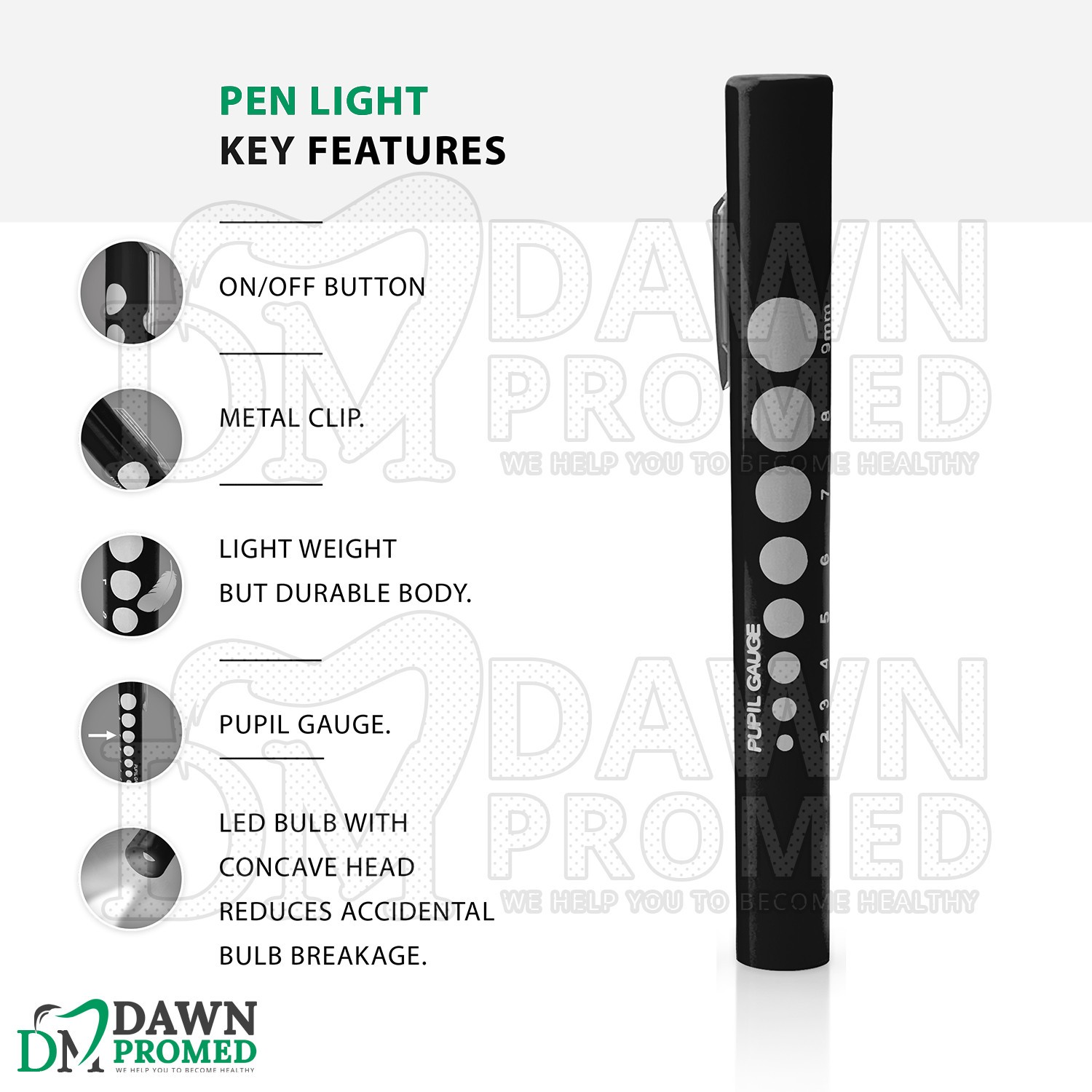 Pen Light 6-Pack Set – Colorful Pupil Gauge Penlights for Nurse Doctor paramedic