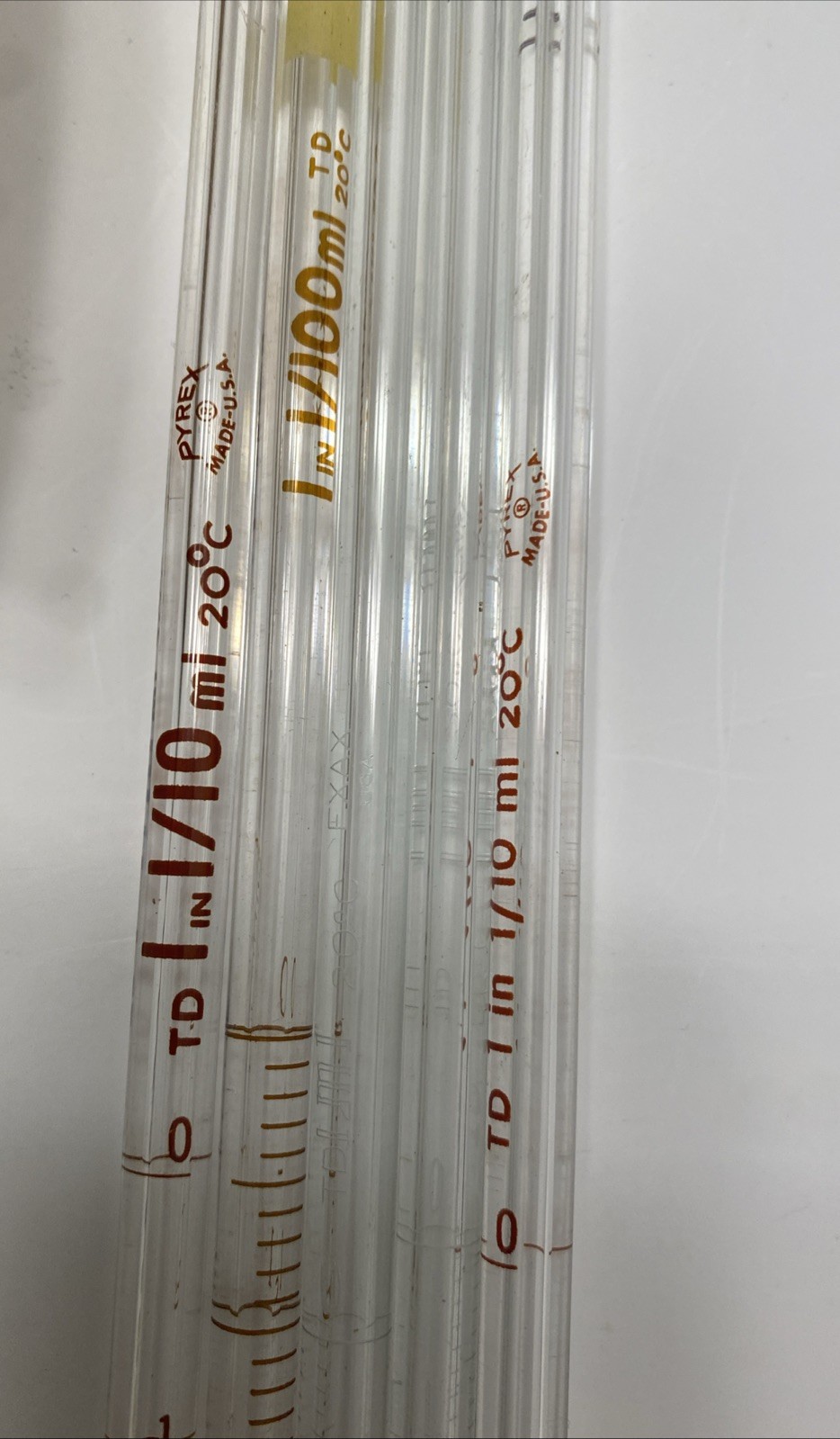 Lot Of 44 Mixed Kimble Kimax Glass Pipettes Pipets Various Sizes 37033, 37034
