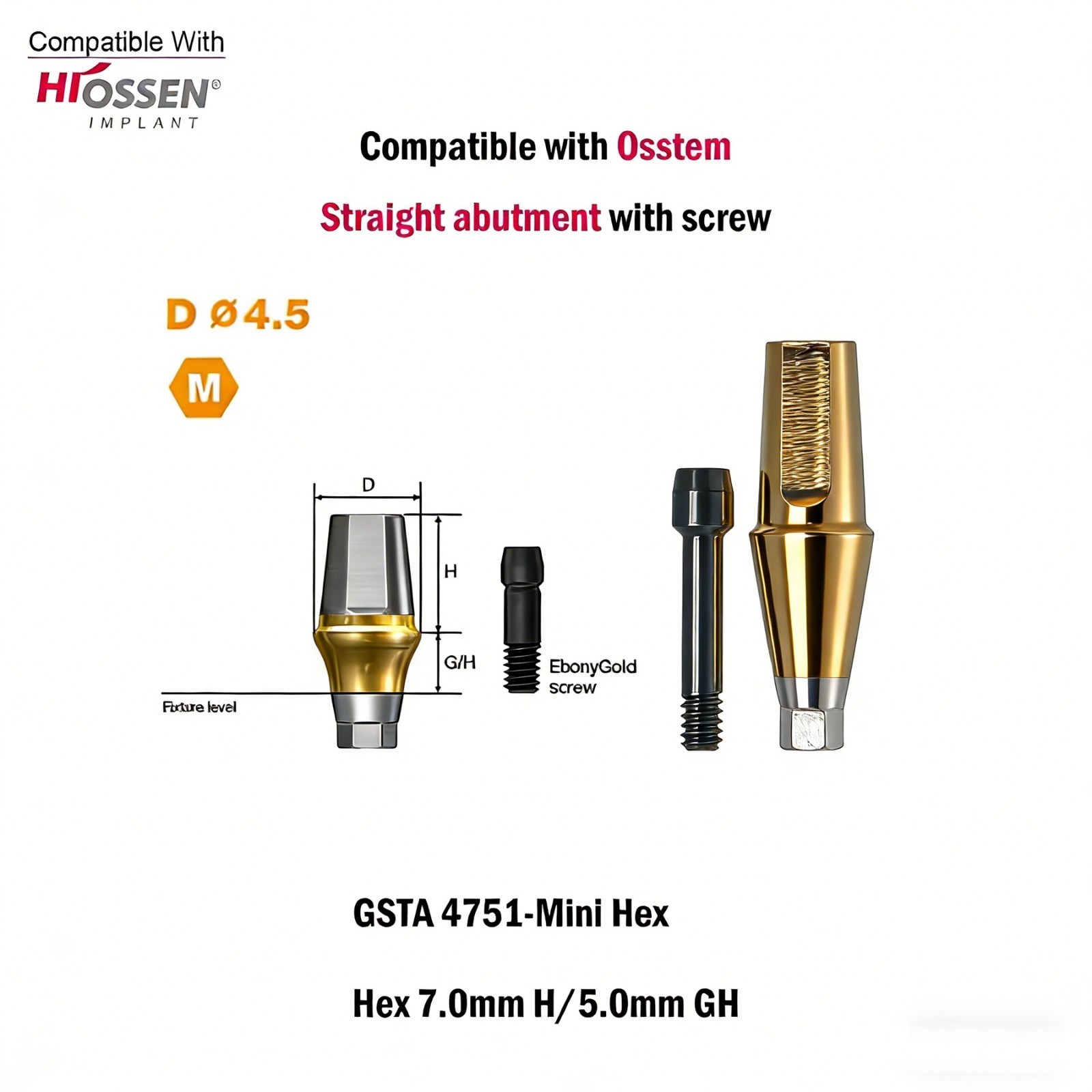 US 5pcs Dental Osstem Hiossen TS Ti Straight Transfer Abutment Hex MINI/Regular