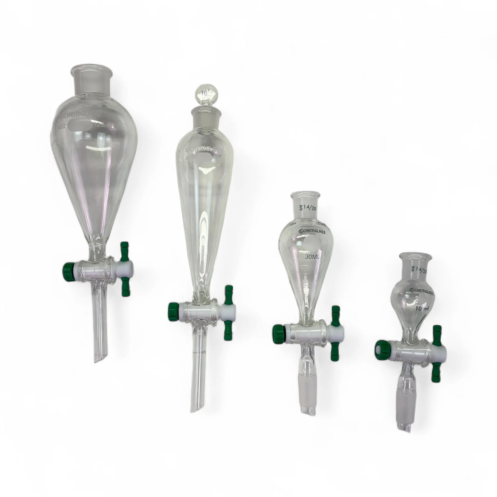 Chemglass Assorted Laboratory Separatory Funnels 10, 30, 60, 125mL (Best Offer!)