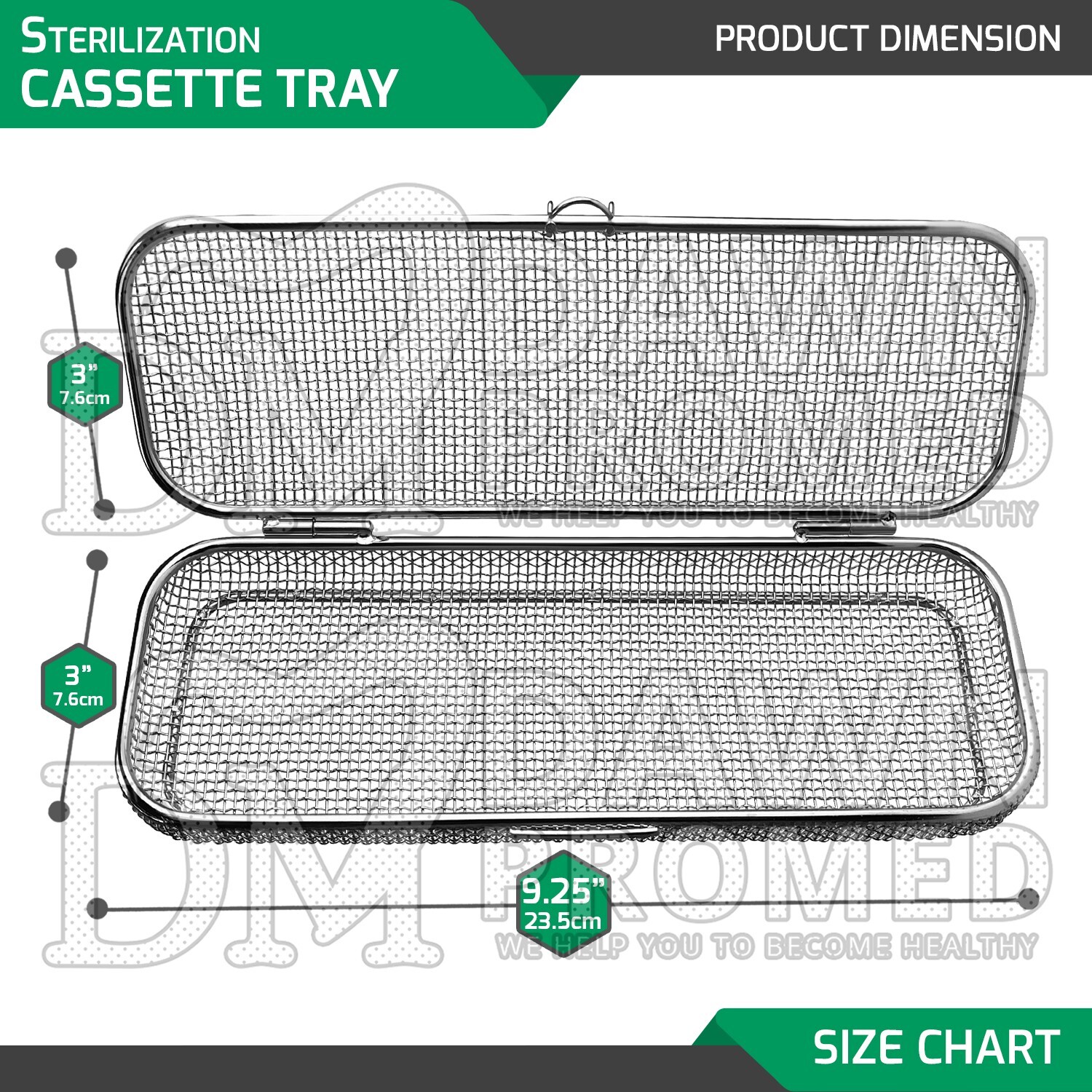 Sterilization Cassette Tray 9.25″ x 3″ Perforated Mesh Box Stainless German Gr