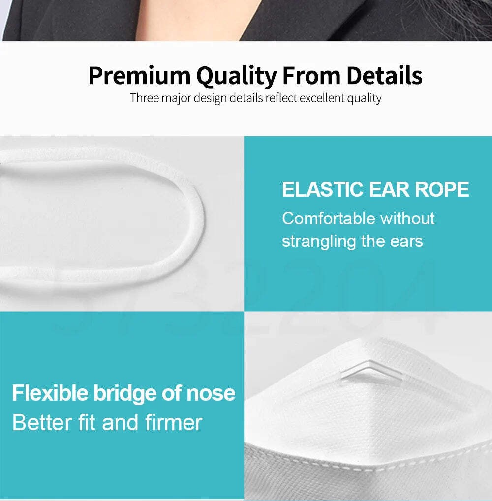 10–100 PCS KN95 Fish-Style Face Masks 4-Layer Anti-Dust Breathable Adult Protect