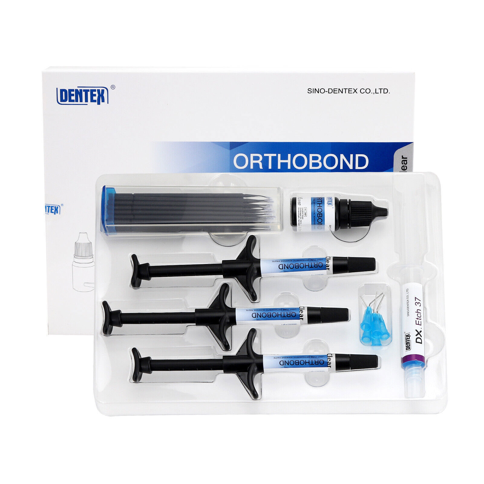 DENTEX ORTHOBOND Dental Light Cure Orthodontic Adhesive Kit Blue /CLEAR