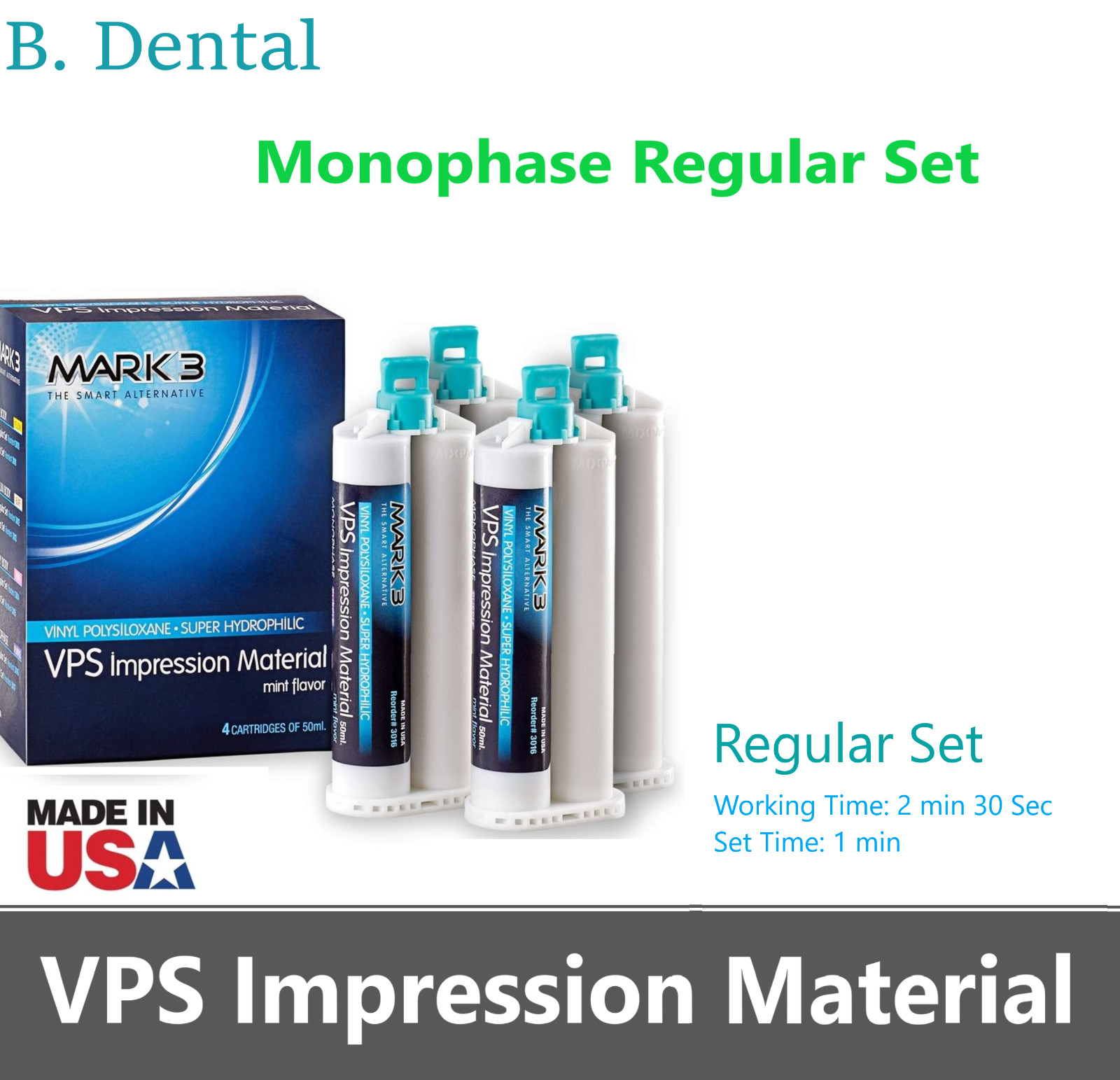 Dental LIGHT BODY FAST SET VPS PVS Impression Material Fast Set 50ML Cartridges