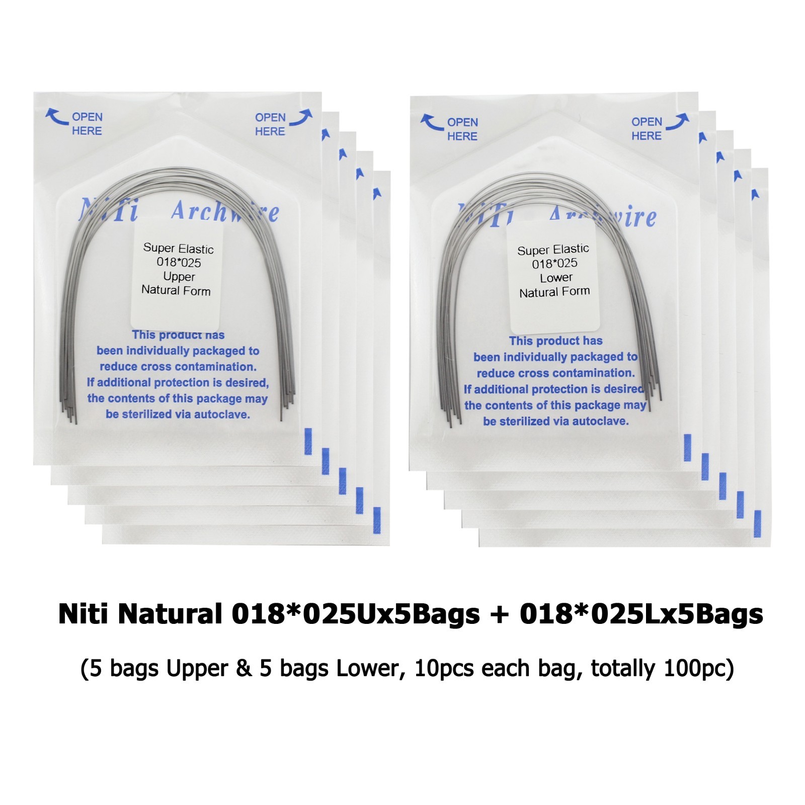 Dental Orthodontic Arch Wire Natural Form Niti Stainless Steel Round Rectangular