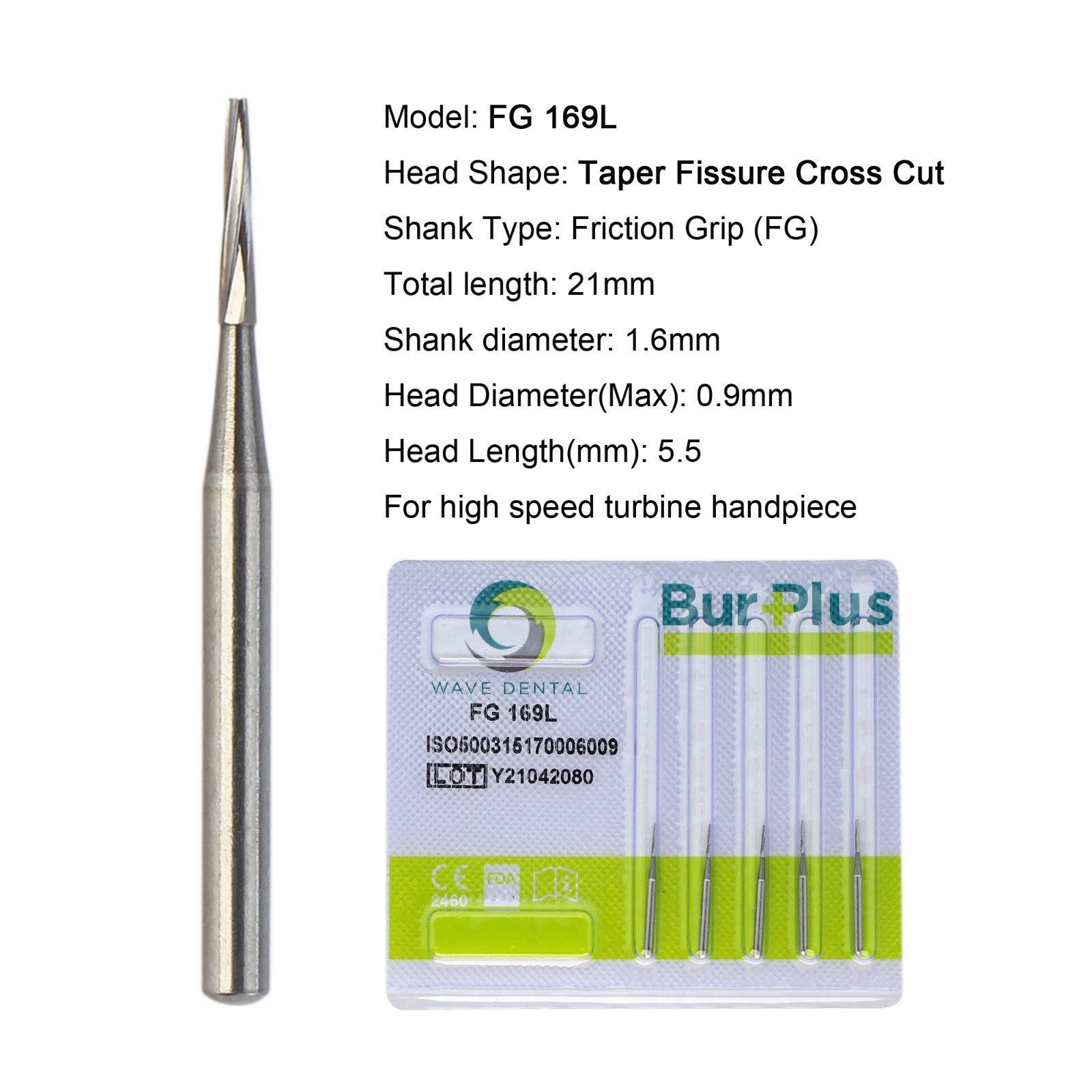 Wave Dental Carbide Burs FG 19mm High Speed Surgical 25mm FG SURG 330 557 702 6