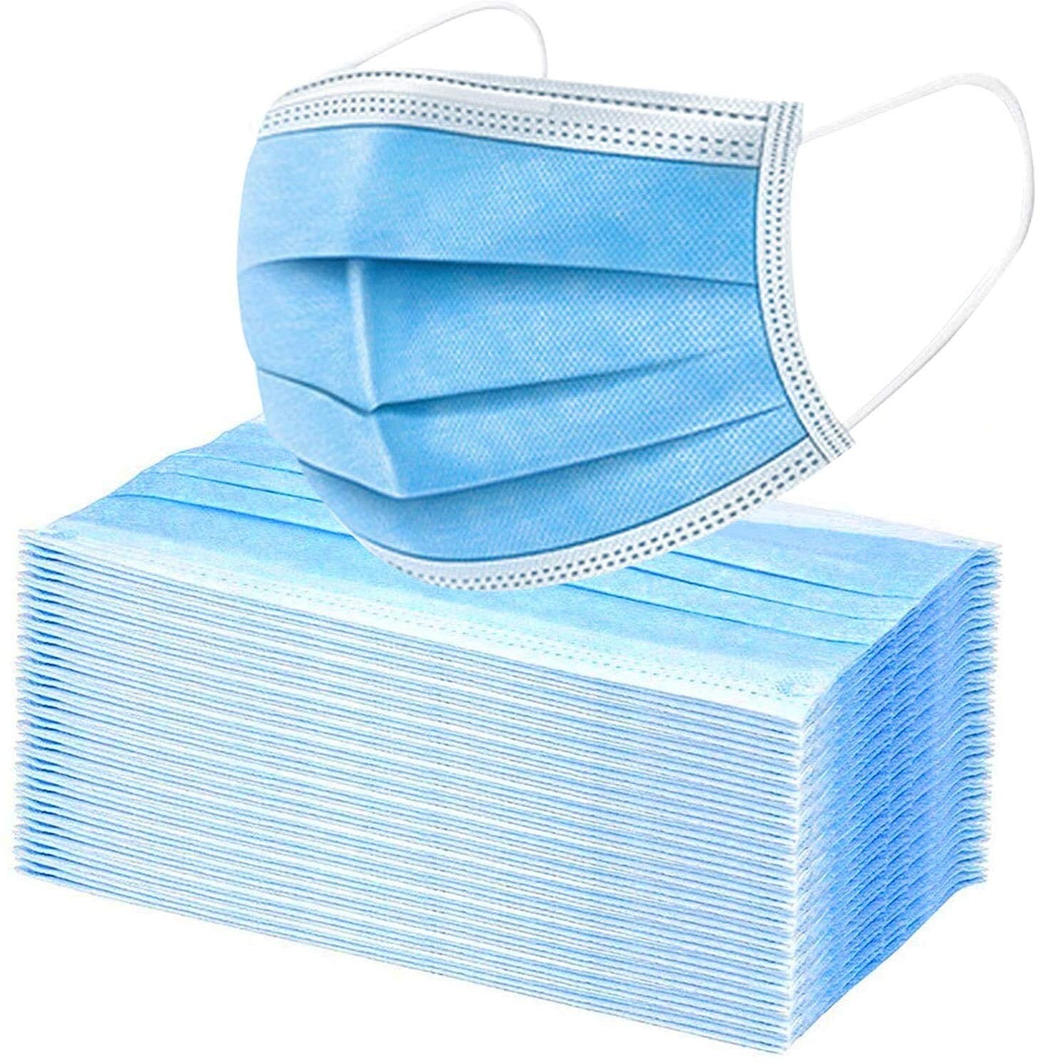 40 Boxes of 50 Disposable Face Masks, 3-Ply, 3 Layer Facial Cover Wholesale Bulk