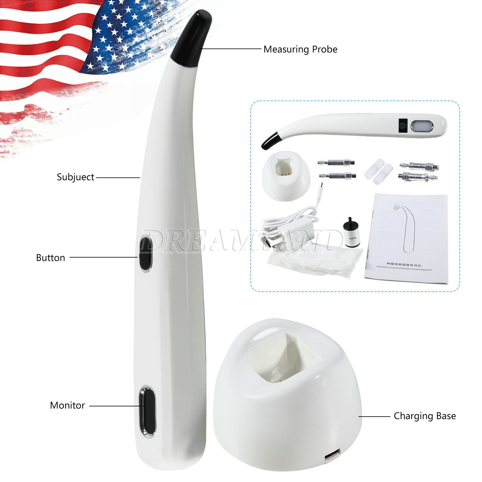 Dental Monitor Osseointegration RFA Inplant Stability Test Unit ISQ USA