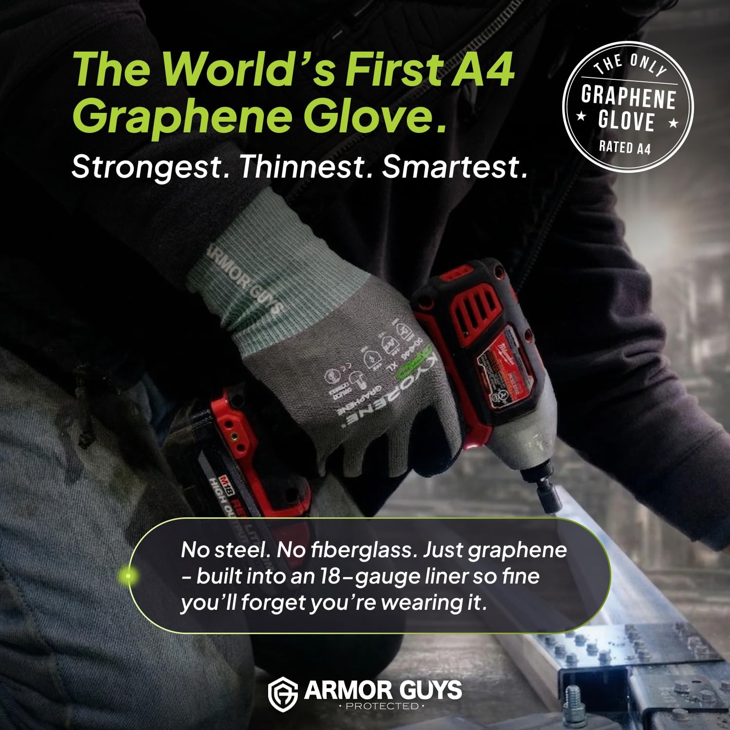 Armor Guys 00-840 Cut Resistant Work Gloves Ansi A4 Pro Graphene Machine